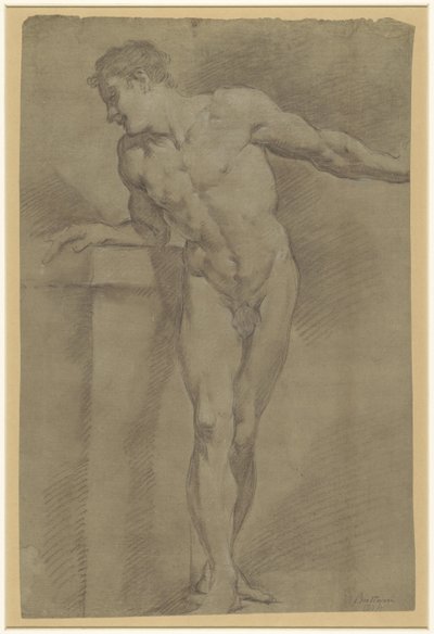 Study of a Standing Male Model, Leaning Against a Parapet by Pompeo Batoni