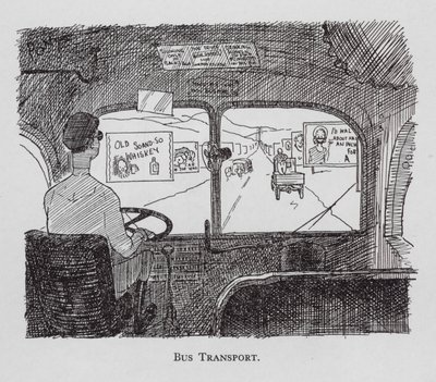 Bus Transport (litho) by Pont (1908 40)