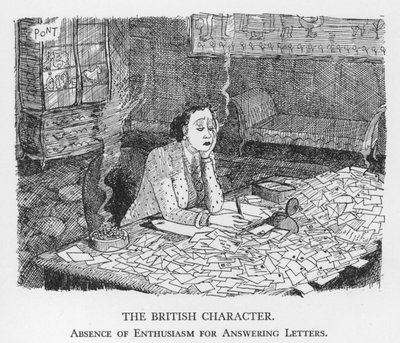 The British Character, Absence of Enthusiasm for Answering Letters (litho) by Pont