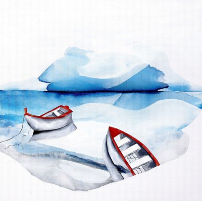 Red Boats Blue Lake by Poonam Choudhary