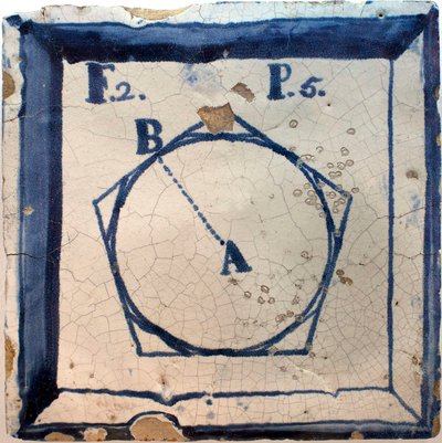 Geometric Schema of a Pentagon, Tin Glazed Earthenware, Lisbon, 18th Century by Portuguese School