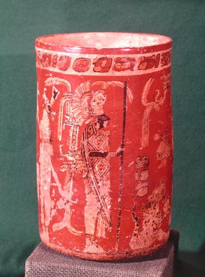 Vase depicting a ceremonial scene, Tepeu 1 Period, from Uaxuctun, 600-950 by Pre Columbian Pre Columbian