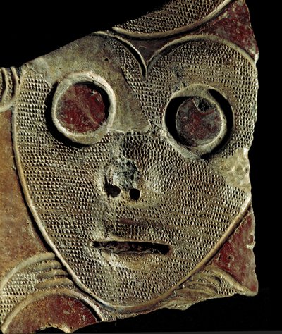 Fragment of Clay Vase Decorated with a Mask by Prehistoric Prehistoric