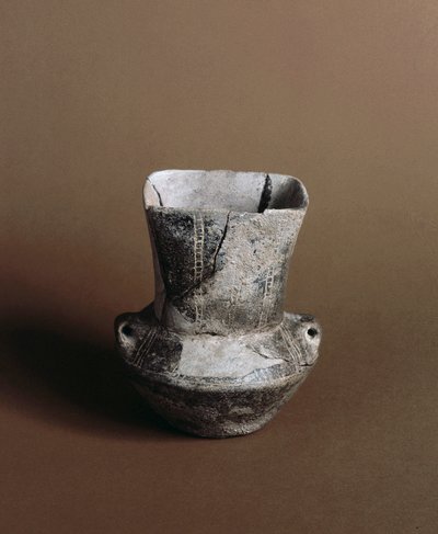 Square Opening Vase with Neolithic Graffiti by Prehistoric Prehistoric