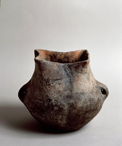 Prehistory: terracotta vase with square opening of the Neolithic age from the Caverna Delle Arene in Candide (Liguria) by Prehistoric Prehistoric