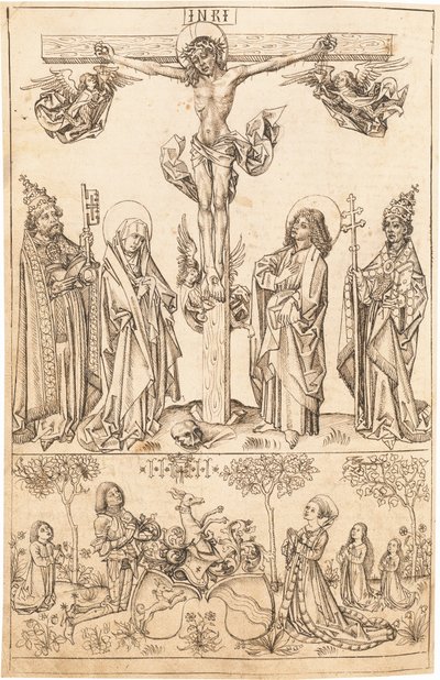 The Crucifixion with the Virgin and Saints and the Hungerstein Family by Primary Master of the Strassburg Chronicle