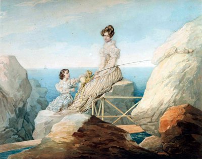 Empress Alexandra Fyodorovna with Daughter Grand Duchess Maria Nikolaievna of Russia by Pyotr Fyodorovich Sokolov