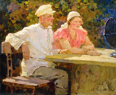 Listening to the radio by Pyotr Ivanovich Kotov