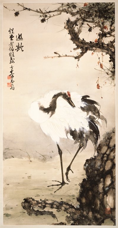 Crane under a Pine Tree by Qifeng Gao