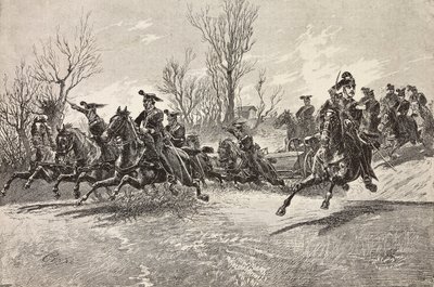Artillery on horseback, Italian army, engraving from drawing by Quinto Cenni, from L