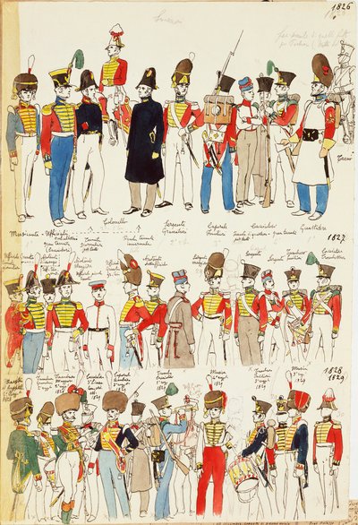 Various uniforms, dating from 1826 to 1829 by Quinto Cenni