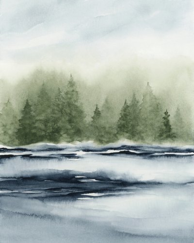 Misty Forest Lake by Rachel Elise