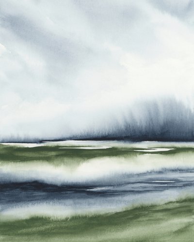 Misty Green Landscape by Rachel Elise