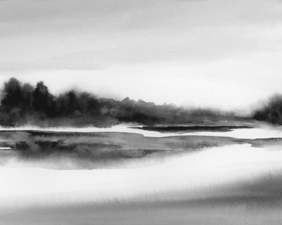 Serene Misty Landscape by Rachel Elise