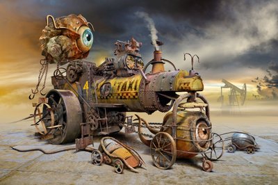Bizarre Steampunk Eye Taxi by Radoslav Penchev