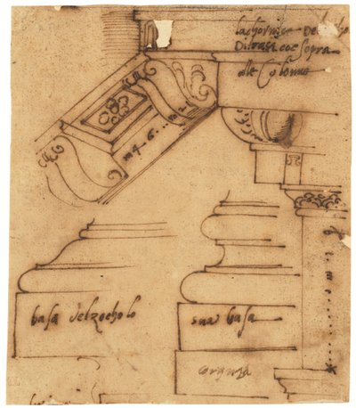 Sketches of Various Elements of the Arch of Constantine, Rome by Raffaello da Montelupo