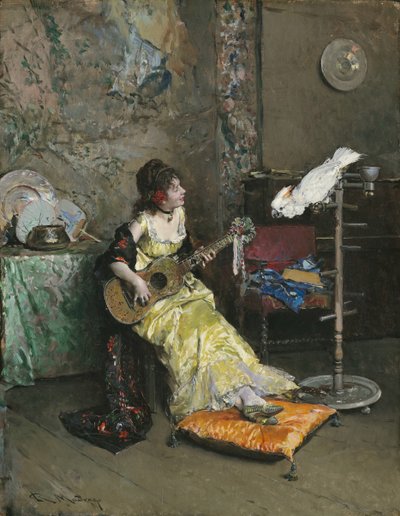 Woman with a Parrot by Raimundo de Madrazo y Garreta