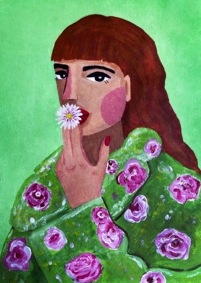 Woman Smoking a Flower by Raissa Oltmanns