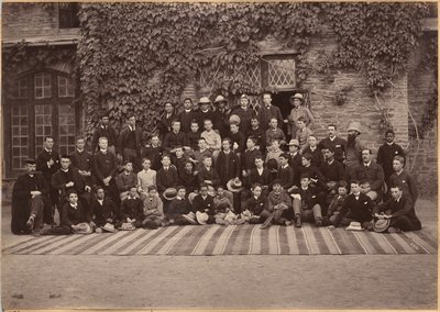 Middle Class Students and Staff, Bishop Cotton School, Shimla (verso) by Raja Deen Dayal