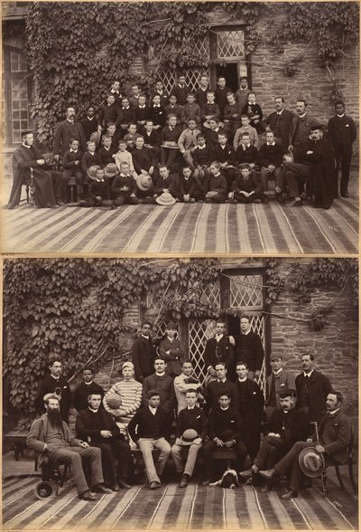 Primary Class Bishop Cotton School, Shimla (recto); High Class Students and Teachers at Bishop Cotton School, Shimla (verso) by Raja Deen Dayal