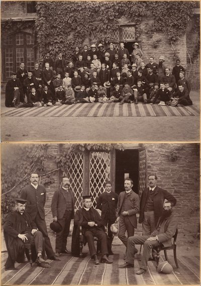 Principal and Teachers of Bishop Cotton School, Shimla (recto); Middle Class Students and Staff, Bishop Cotton School, Shimla (verso) by Raja Deen Dayal