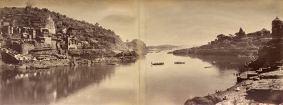 Two-Part Panorama with View of the Narmada River at Omkareshwar by Raja Deen Dayal