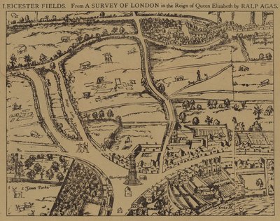 Leicester Fields, from a survey of London in the reign of Queen Elizabeth by Ralph Agas by Ralph Agas