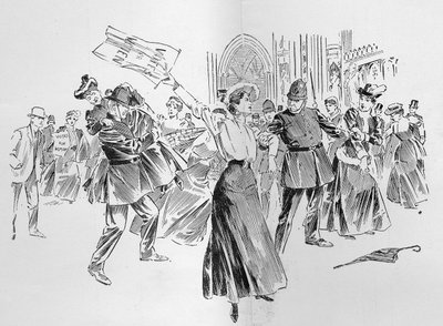 The Irrepressible Suffragettes Create a Diversion in the Lobby, from an Article Entitled 