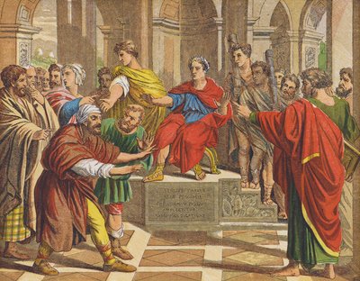 Elymas the sorcerer struck blind before Sergius Paulus by Raphael (1483 1520) (after)