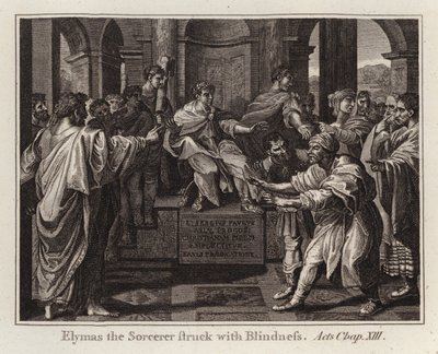 Raphael Cartoon: Elymas the Sorcerer Struck with Blindness, Acts, Chap XIII by after Raphael