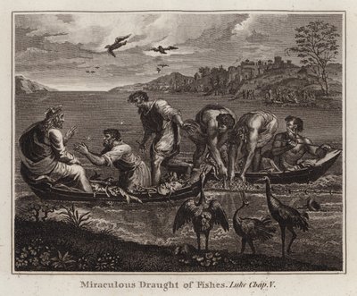 Miraculous Draught of Fishes, Luke 5 (engraving) by after Raphael
