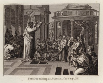 Paul Preaching at Athens, Acts, Chap XVII (engraving) by after Raphael