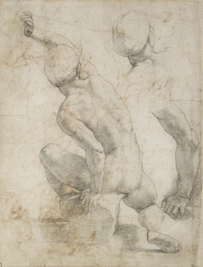 Nude Man seated on a Stone by Raphael