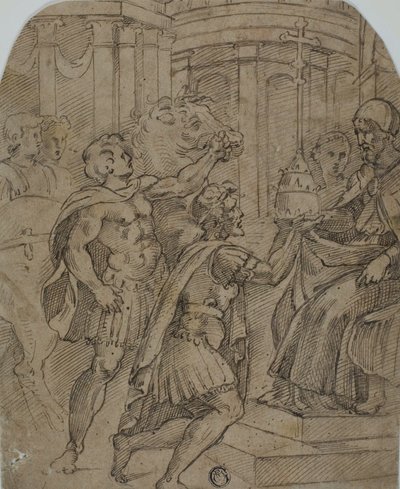Study for the Emperor Constantine Offering the Tiara to Pope Sylvester by Raphael