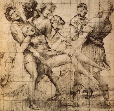 Preparatory Drawing for the Transport of Dead Christ Also Known as the Pala Baglioni by Raffaello Sanzio Raphael