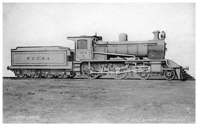4-4-0 tender engine, steam locomotive built by Kerr, Stuart and Co, early 20th century by Raphael Tuck
