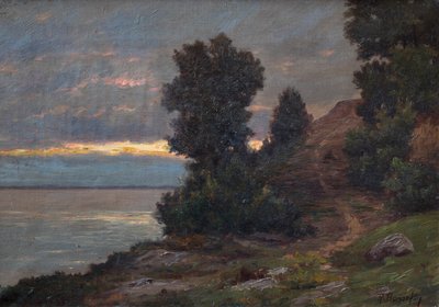Path by the Gironde Estuary in the Evening, Stormy Sky by Raymond Bonnefon