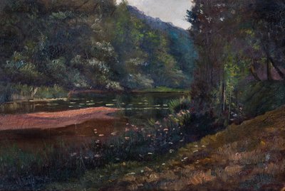 Landscape with Forest, Pond and Water Lilies by Raymond Bonnefon
