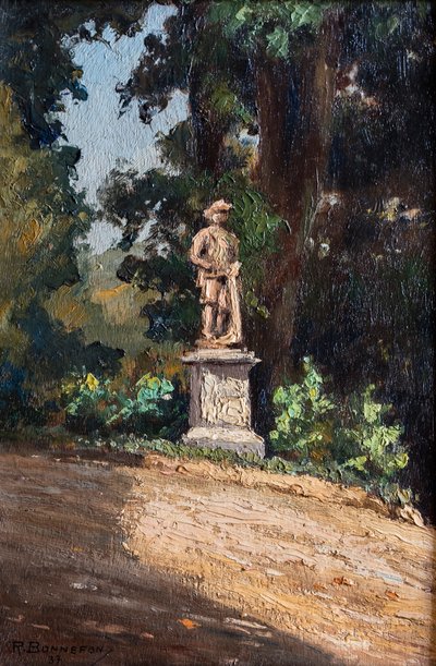 Statue of a gardener in a park by Raymond Bonnefon