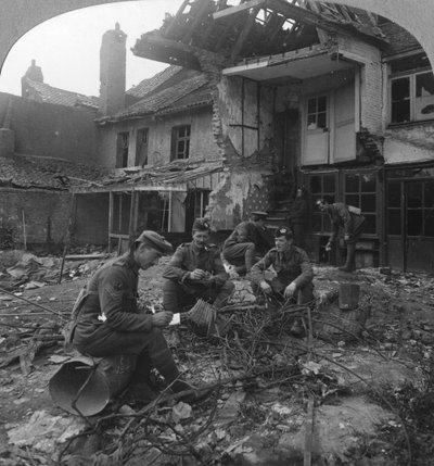 Houses Damaged by German Shellfire, Ypres Salient, Belgium, World War I by Realistic Travels Publishers
