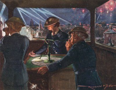 Observation Post of the Wartime British National Fire Service During an Air Raid by Reginald Mills