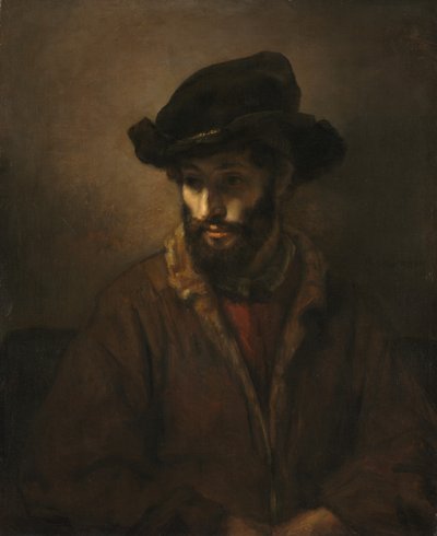 A Bearded Man Wearing a Hat by Rembrandt Harmensz. van Rijn