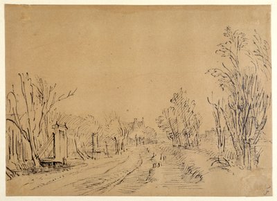 A Main Road Leading to a House Through Trees (Two Bridges and Gate Accesses to the Dijk) by Rembrandt Harmensz. van Rijn