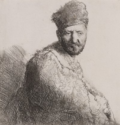 Bearded Man in Furred Oriental Cap and Robe by Rembrandt van Rijn