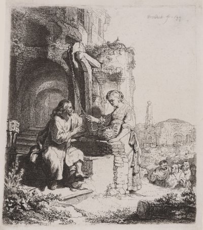 Christ and the Woman of Samaria: Among Ruins by Rembrandt van Rijn