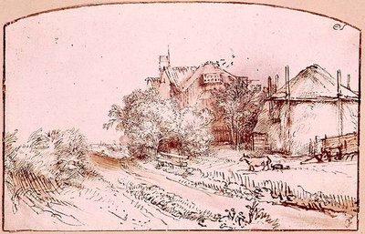 Landscape with a Cottage and Haybarn by Rembrandt Harmensz. van Rijn