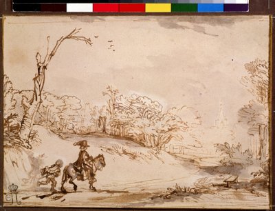 Landscape with Rider by Rembrandt Harmensz. van Rijn