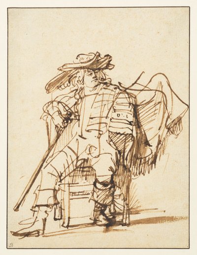 Study of a Seated Actor in a Plumed Hat - Capitano from the Commedia dell