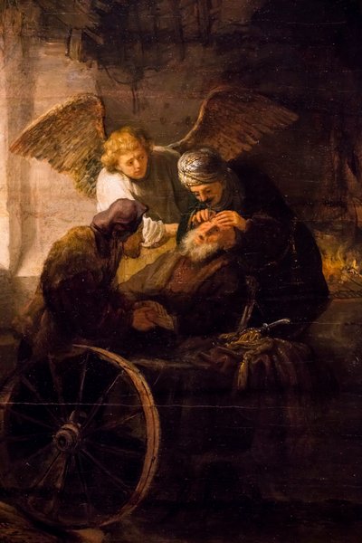 Tobias Heals His Blind Father by Rembrandt Harmensz. van Rijn