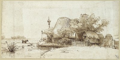 A Farmstead by a Stream by Rembrandt van Rijn